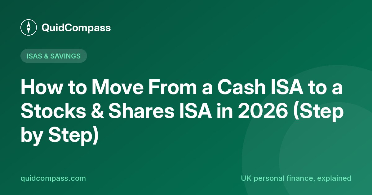 QuidCompass title card: How to Move From a Cash ISA to a Stocks & Shares ISA in 2026 (Step by Step)